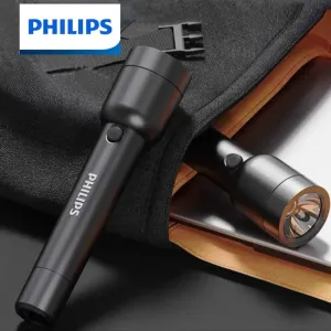 Philips LED Flashlight with USB Charging 18650 Battery 4 Lighting Modes Powerful Flashlight for Self Defense Camping