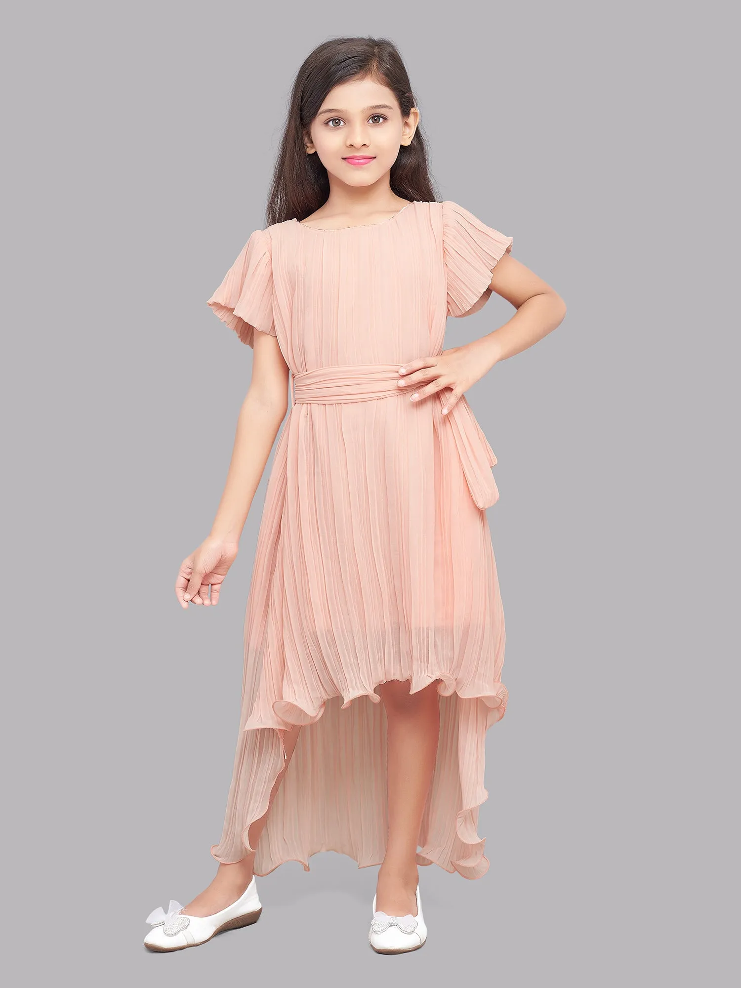 Pink Chick High Low Dress -Peach