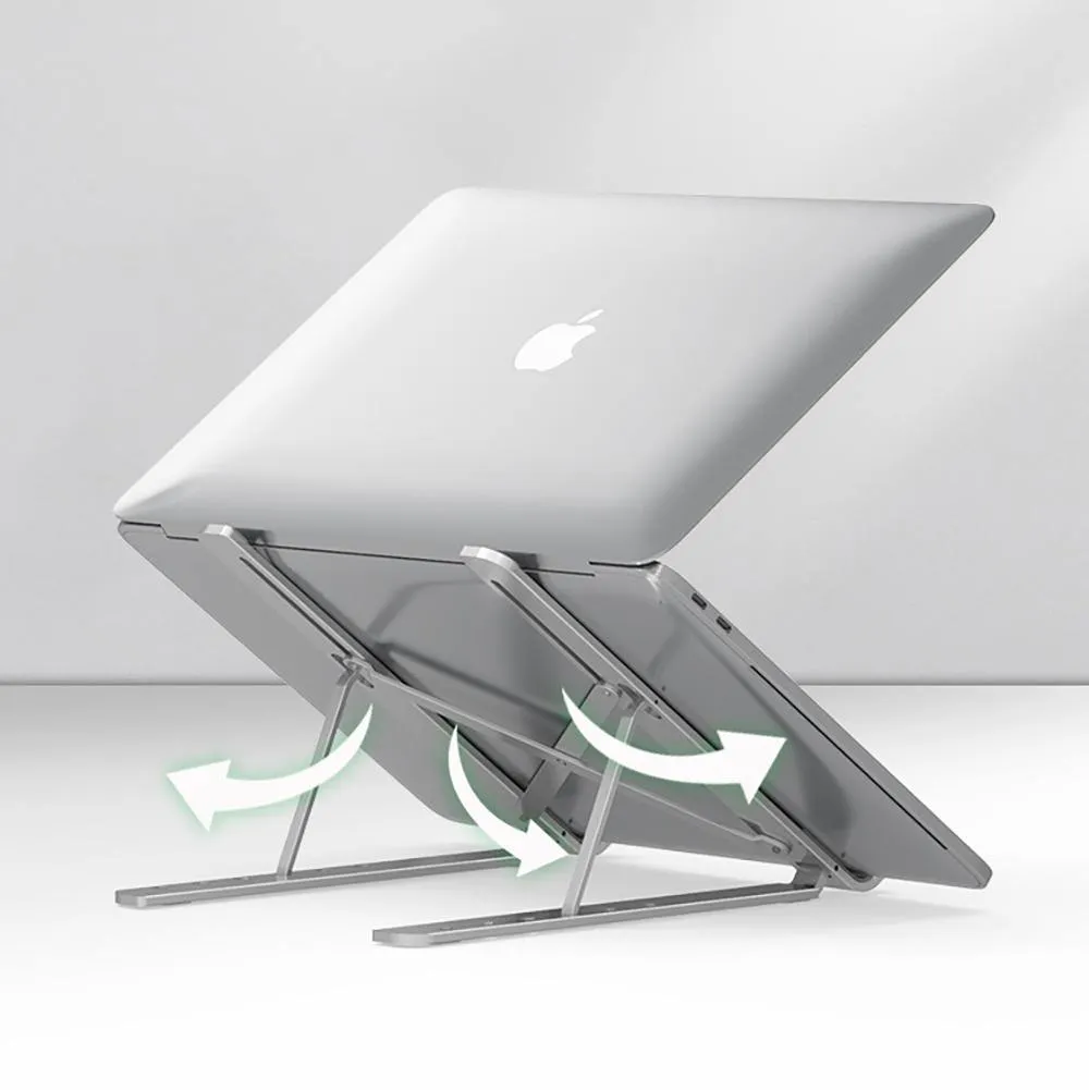 Portable and Foldable Laptop Stand Adjustable Aluminum Silver