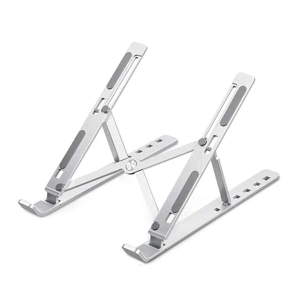 Portable and Foldable Laptop Stand Adjustable Aluminum Silver