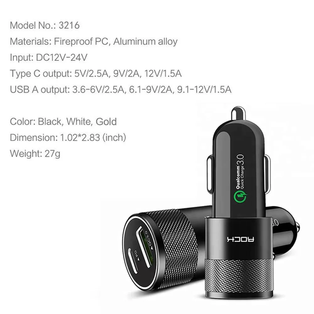 Premium QC3.0 PD Fast Car Charger for iPhone 11/ Pro/ Pro Max/ X/ XS Max/ XR/ 8 Plus Chargers Car - pack of 2