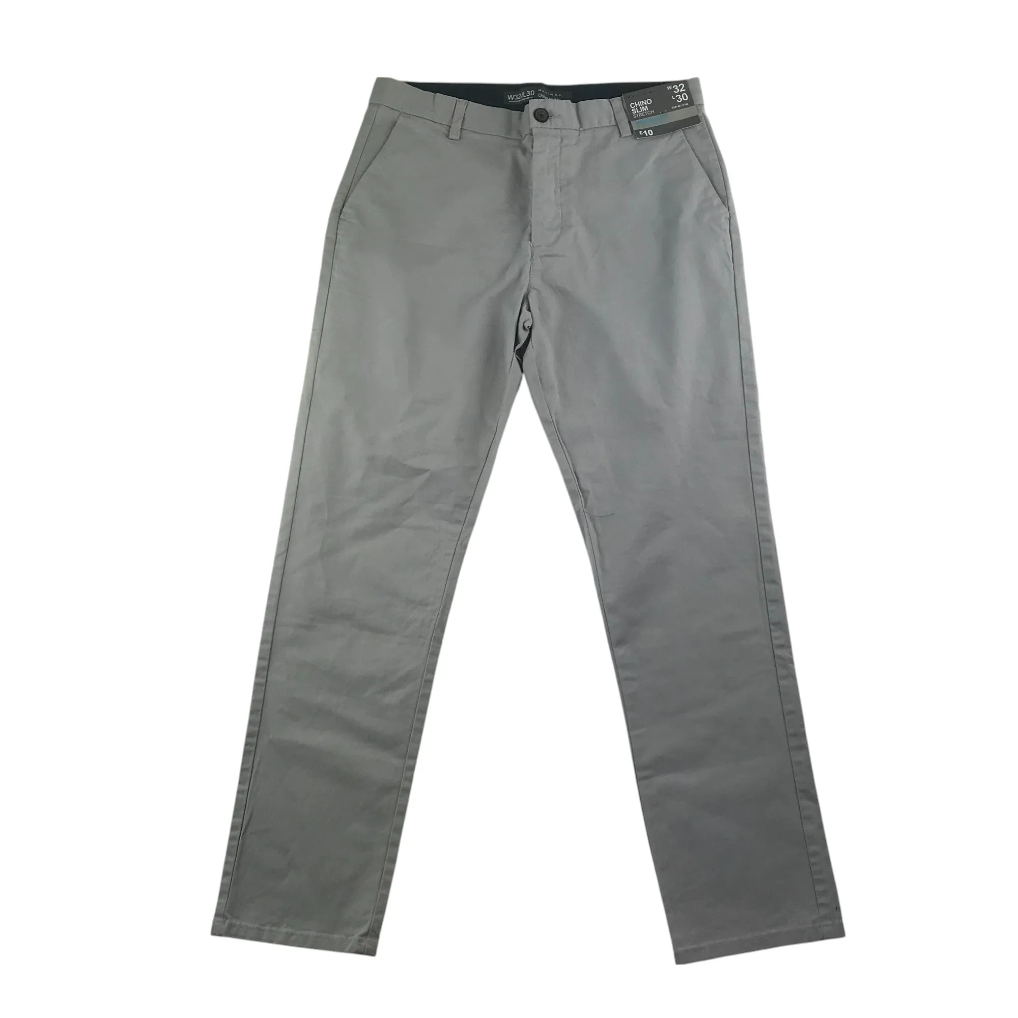 Primark trousers W32 L30 grey slim stretchy chino style smart casual