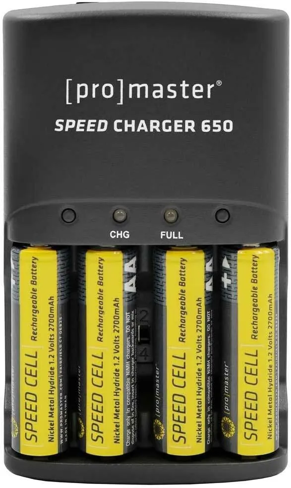 ProMaster Speed Charger 650 w/ 4 x AA NiMH Battery Kit (2700mAh)