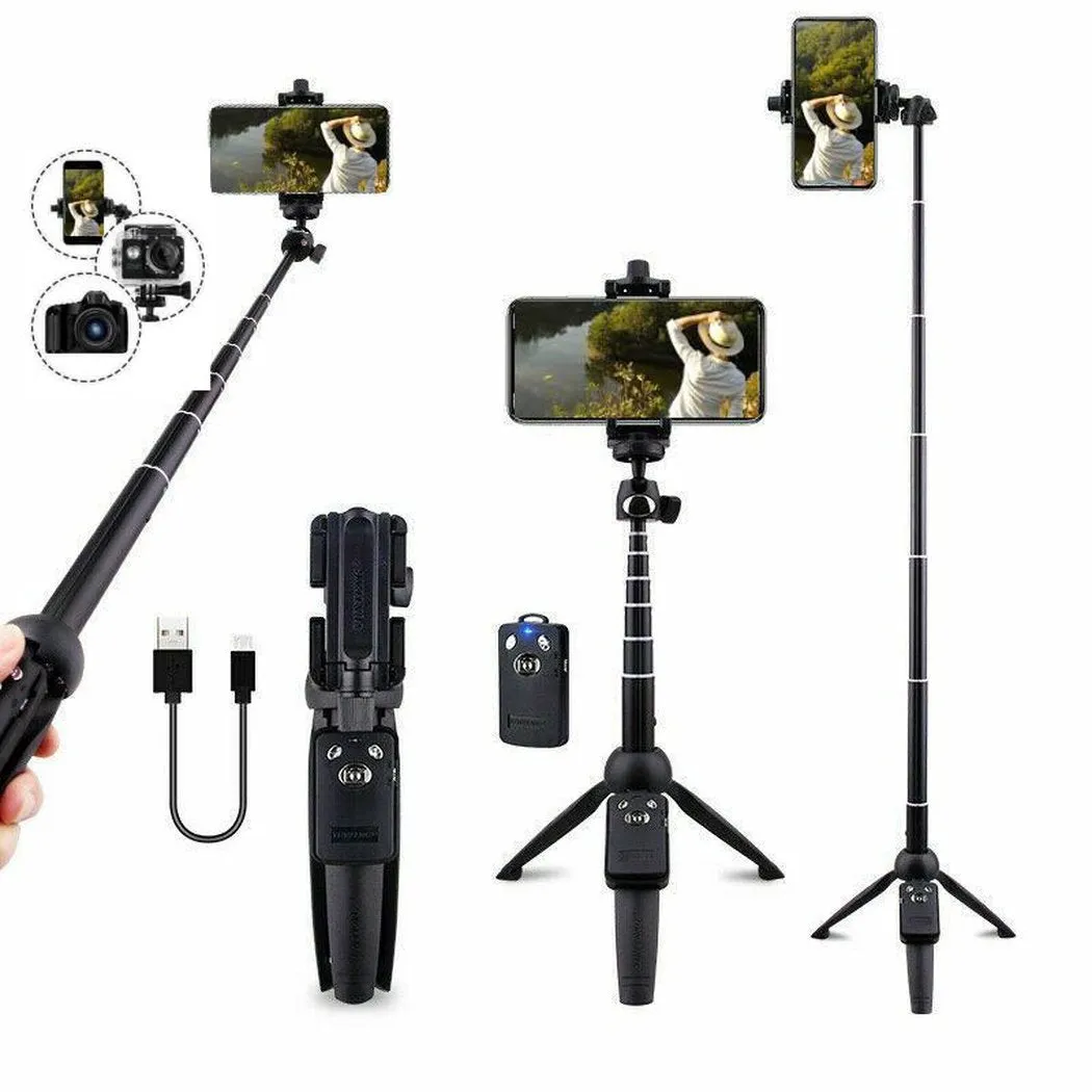 SMAXPlus™ Professional 40" Selfie Stick Tripod Phone/GoPro/Camera: Bluetooth Remote, Extendable, Foldable Mini Stand