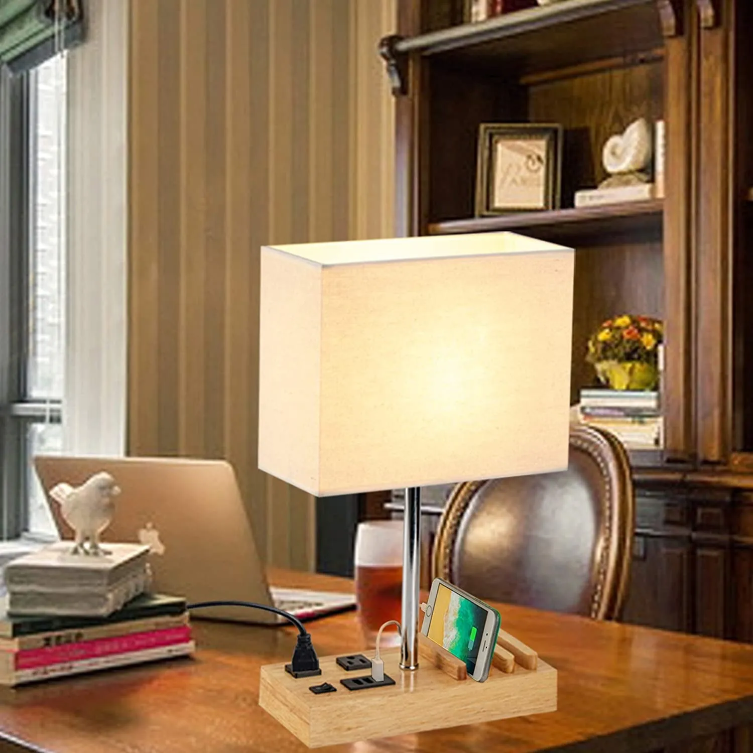 SUEGORYIA Wooden Base Desk Lamp