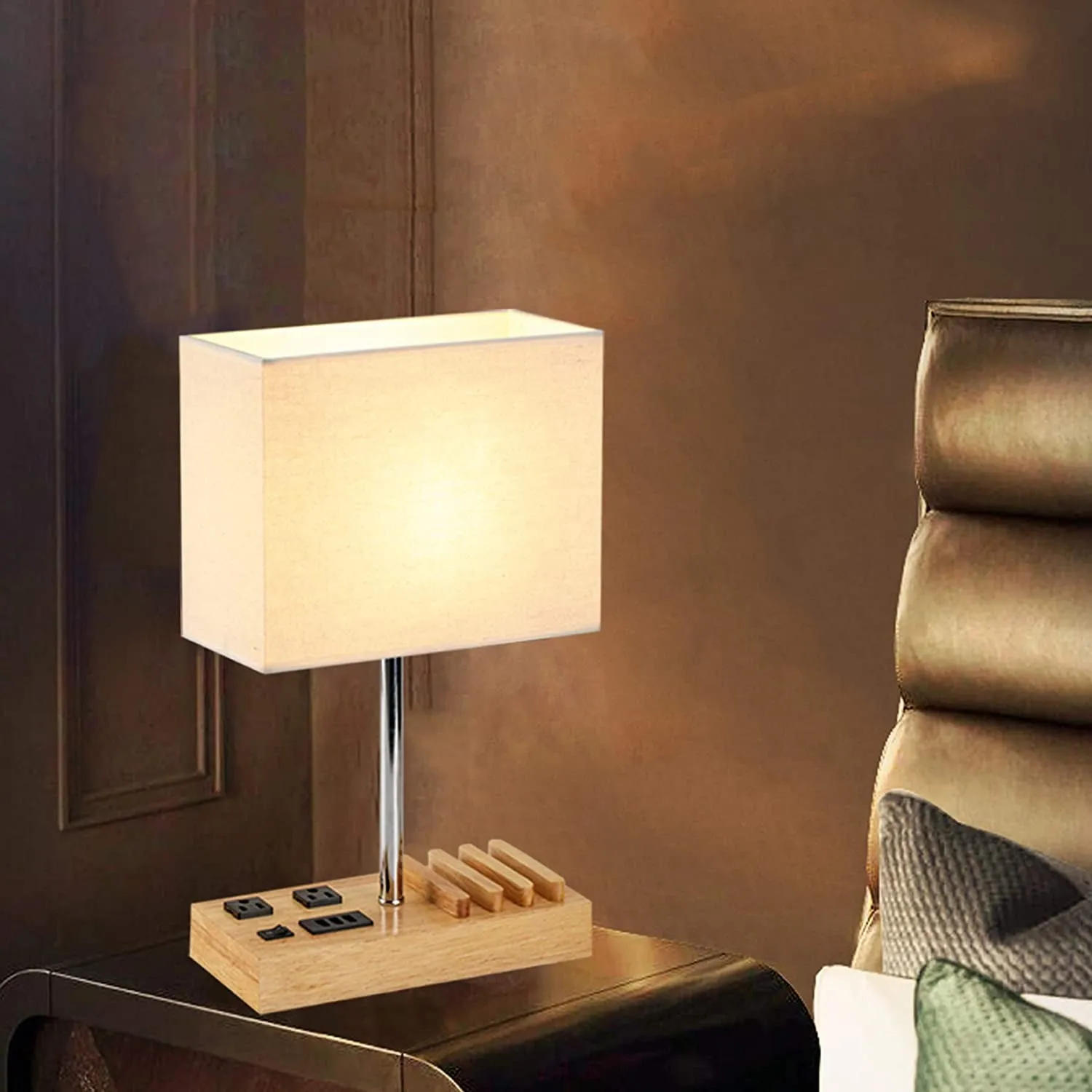 SUEGORYIA Wooden Base Desk Lamp