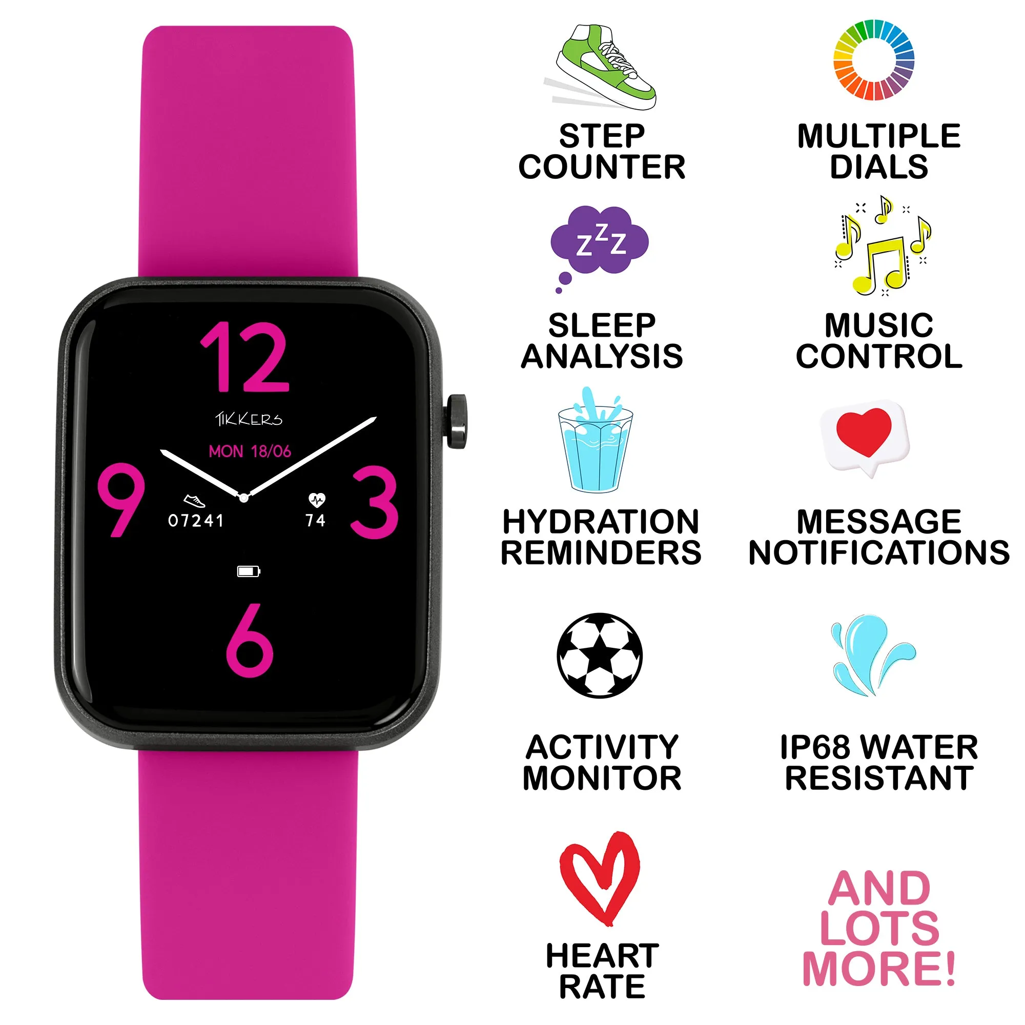 Tikkers Series 13 Pink Silicone Strap Smart Watch