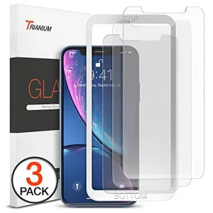 Trianium (3 Packs) Screen Protector Designed Apple iPhone XR (6.1" 2018) Premium HD Clarity 0.25mm Tempered Glass Screen Protector Easy Installation Alignment Case Frame [3D Touch] (3-Pack)