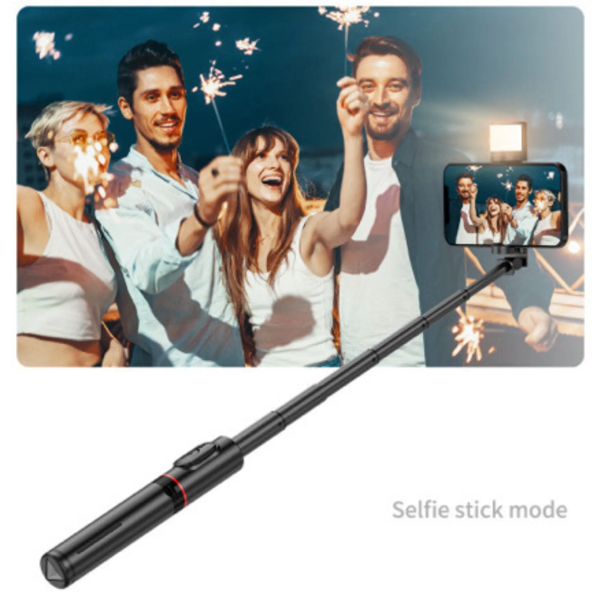 TUTT Q12 Selfie Stick Phone Holder with Fill-light Backlight | Detachable Remote Control | Foldable Rotatable 360"