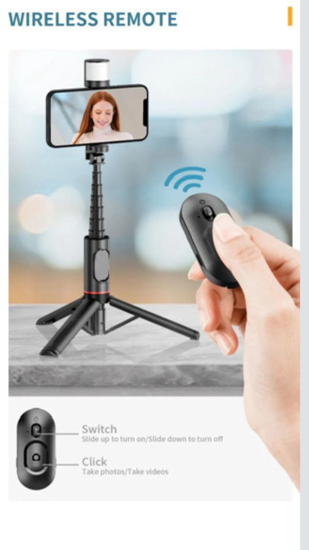 TUTT Q12 Selfie Stick Phone Holder with Fill-light Backlight | Detachable Remote Control | Foldable Rotatable 360"