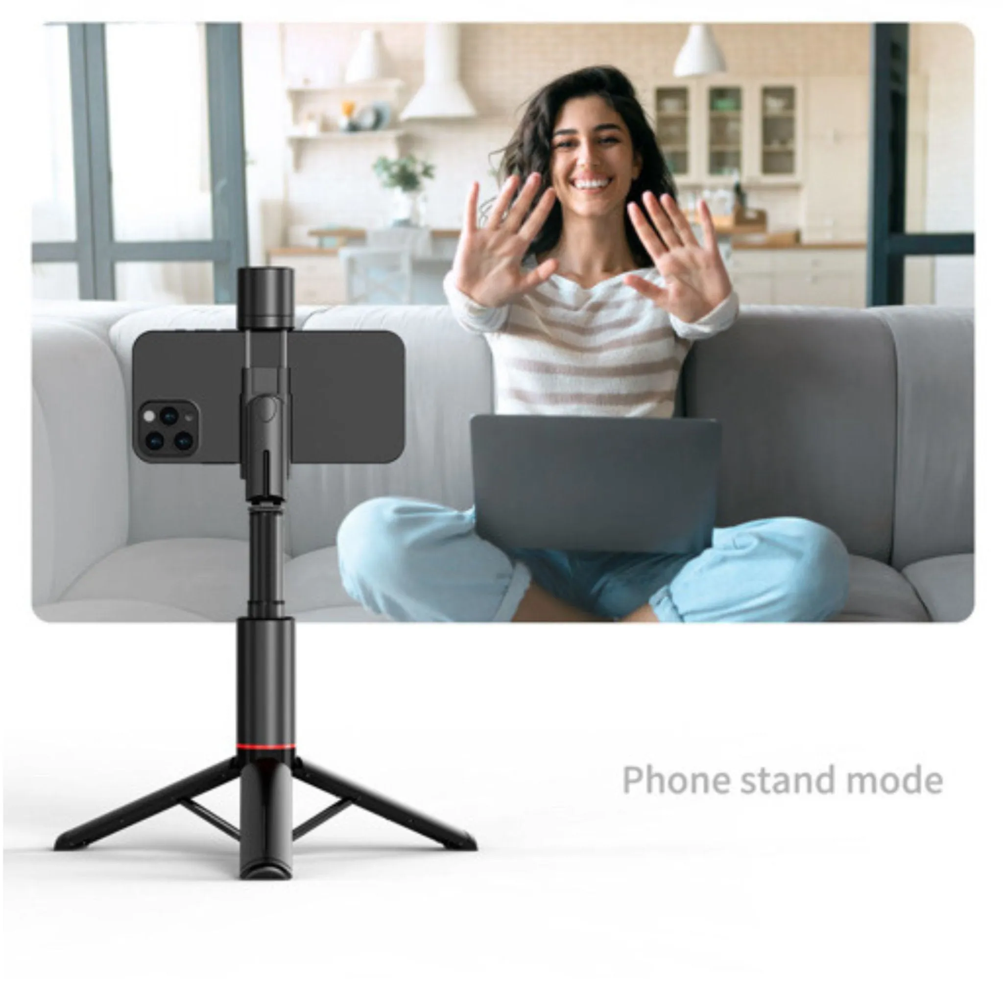 TUTT Q12 Selfie Stick Phone Holder with Fill-light Backlight | Detachable Remote Control | Foldable Rotatable 360"