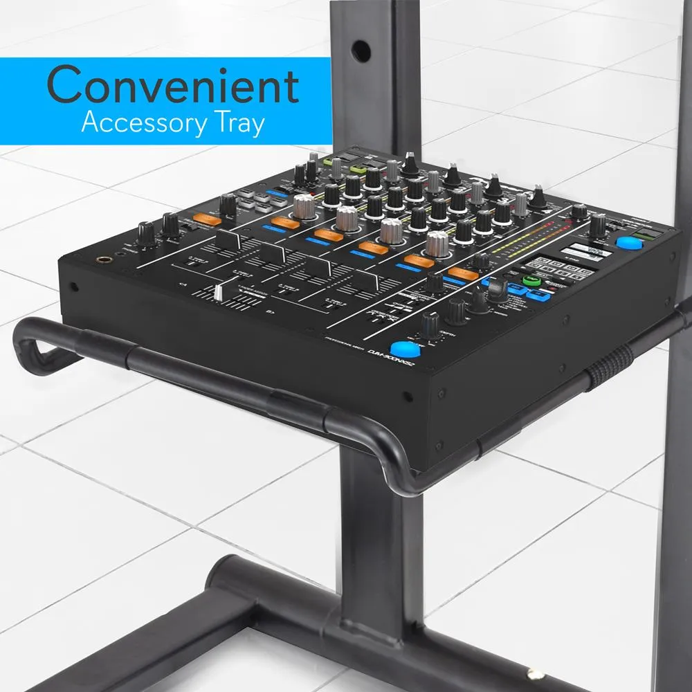 Universal Foldable Dj Laptop Stand - Professional Portable Stand With Second Accessory Tray, Handy Carrying Bag Included