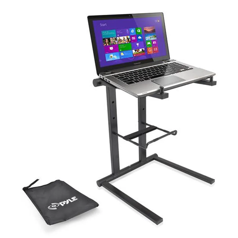 Universal Foldable Dj Laptop Stand - Professional Portable Stand With Second Accessory Tray, Handy Carrying Bag Included