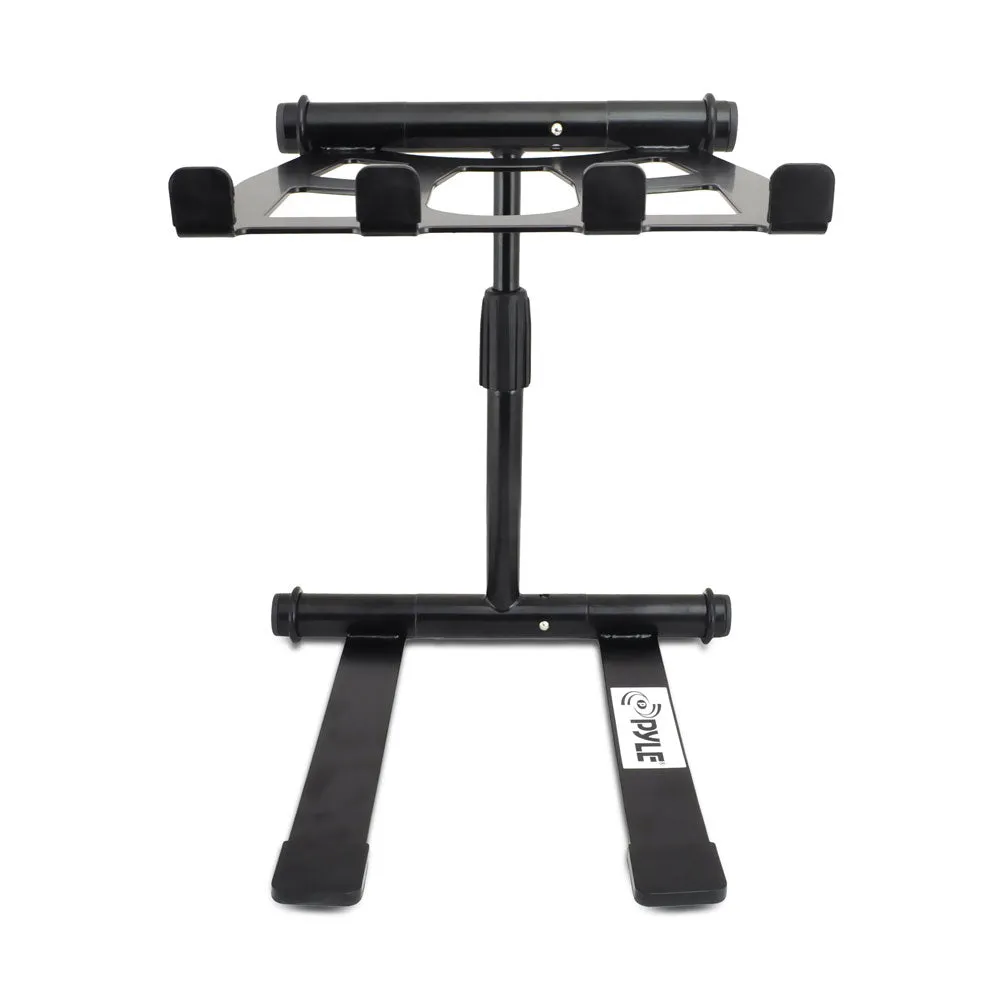 Universal Foldable Dj Laptop Stand - Professional Portable Telescoping Height Stand With Second Accessory Tray, Handy Carrying Bag Included