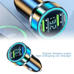 versatile 120240W Digital Display Super Fast Charging Car Charger 2USB Portable