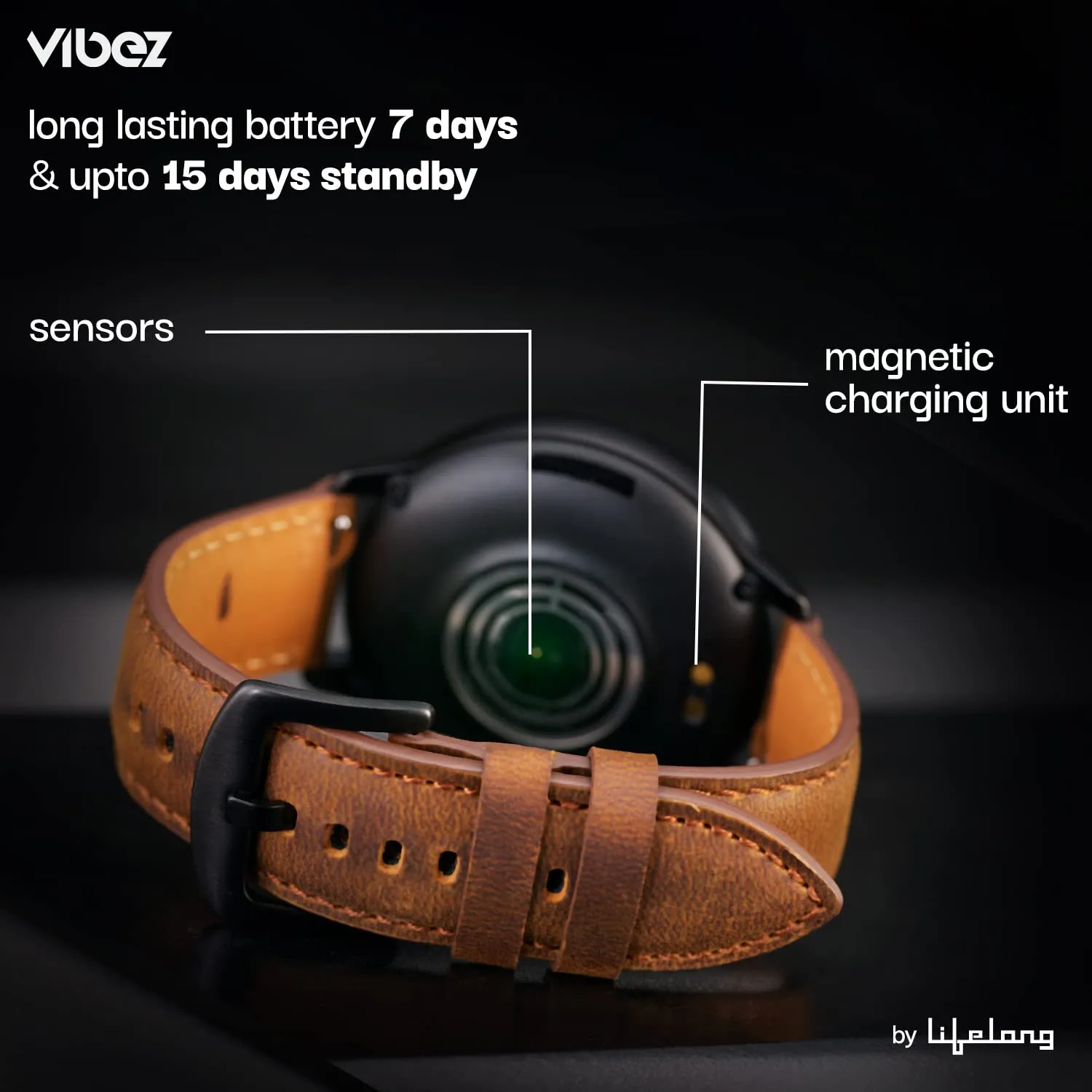 Vibez by Lifelong Smartwatch for Men & Women | 1.28" HD display | One Watch.Two straps |Bluetooth calling, Multiple Watch faces, Health Tracker, 7-day battery|1 Year Warranty( VBSWM189,Emerald series)