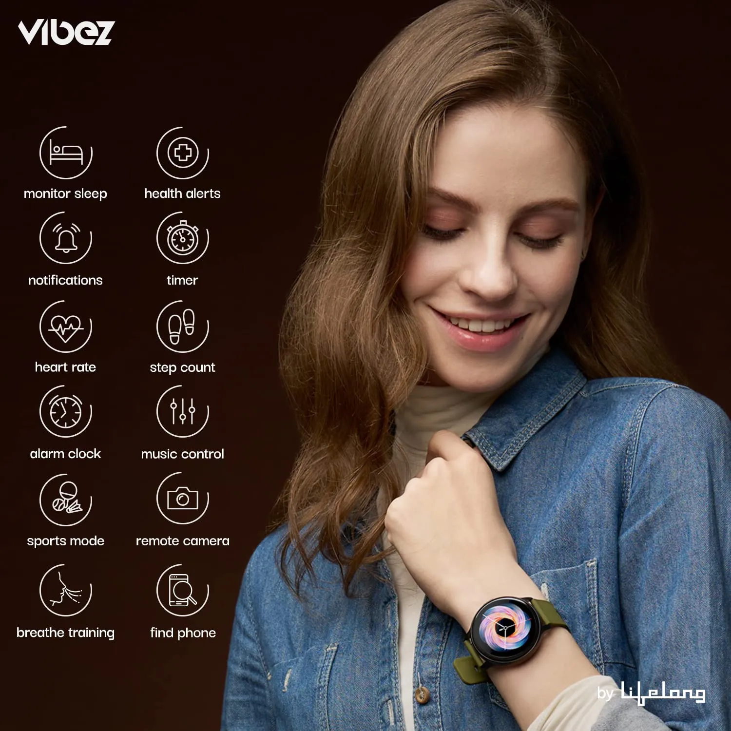 Vibez by Lifelong Smartwatch for Men & Women | 1.28" HD display | One Watch.Two straps |Bluetooth calling, Multiple Watch faces, Health Tracker, 7-day battery|1 Year Warranty( VBSWM189,Emerald series)