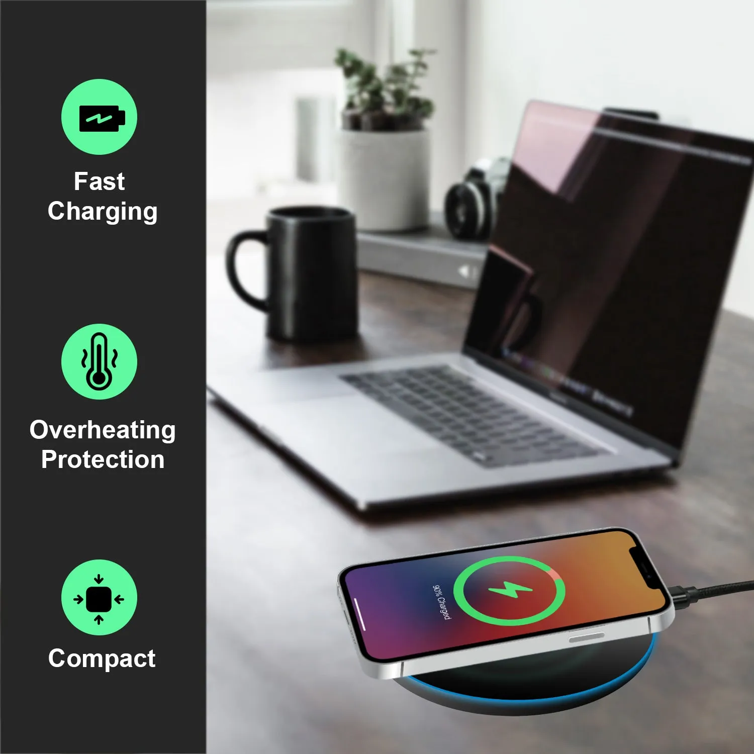 Wireless Charging Pad - LED Indicator, 3 Charging Modes