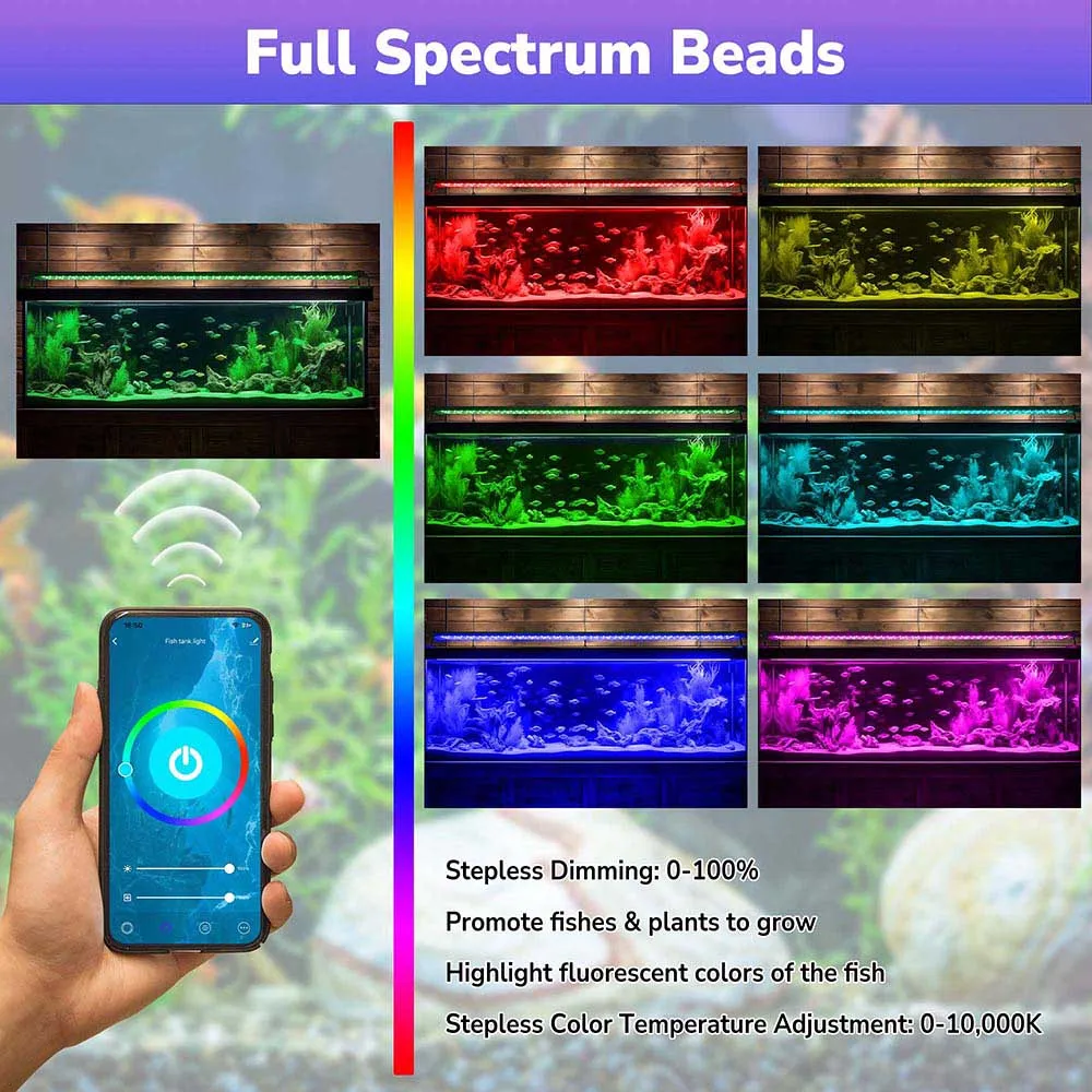 Yescom 48" Full Spectrum LED Aquarium Light APP WIFI for Plants & Fish